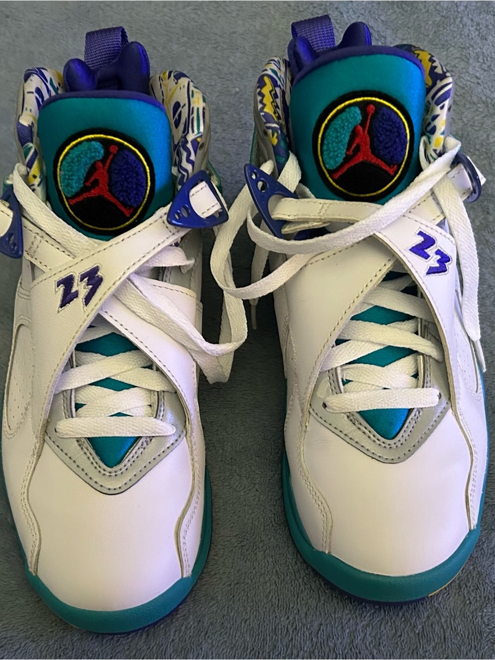 Air Jordan 8 Retro Women’s Sneakers - White Teal Purple